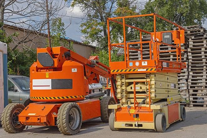 warehouse forklift in action with neatly arranged pallets in Kuna, ID